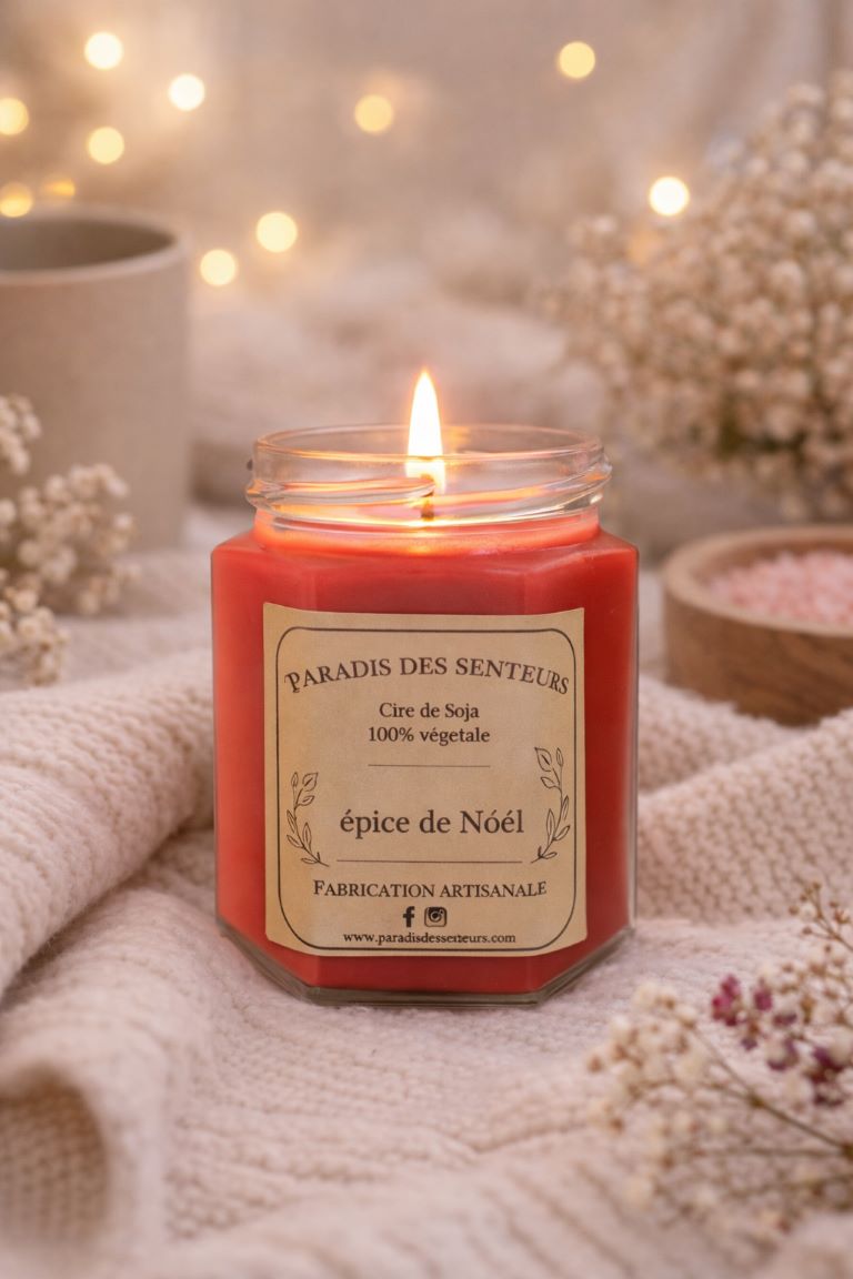 Bougie Épices de Noël paradis des senteurs fabrication des bougies