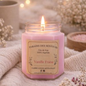 Bougie Vanille et Fraise paradis des senteurs fabrication des bougies